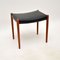 Vintage Danish Teak and Leather Stool attributed to Niels Moller, 1960s, Image 1