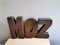 Large Industrial Portuguese Wooden Block Signage Letters M O Z, 1950s, Set of 3 2