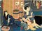 Utagawa Kunisada (Toyokuni III), Otomi Watches the Thief, Holzschnitt, 1860er 1