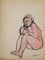 Mino Maccari, Crouched Nude, Drawing, Mid 20th Century, Image 1