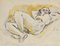 Mino Maccari, desnudo reclinado, tinta china y acuarela, mediados del siglo XX, Imagen 1