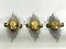 Mid-Century Gilded Metal Sconces, Italy, 1950s, Set of 3 7