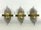 Mid-Century Gilded Metal Sconces, Italy, 1950s, Set of 3 1