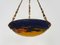 Art Deco Marmorated Glass Paste Pendant Light from Noverdy France 5