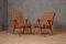 Mid-Century Beech Wood and Fabric Armchairs from Malatesta E Mason, 1950, Set of 2 1