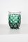 Art Deco Emerald Green Cut Cystal Vase from Val Saint Lambert, 1950s 3