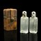 Small Antique English Leather Travelling Perfume Case in the style of Asprey, Set of 3 1