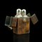 Portaprofumo antico da viaggio in pelle, Regno Unito, nello stile di Asprey, set di 3, Immagine 2