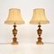 Vintage Gilt Wood Table Lamps, 1950, Set of 2, Image 1