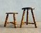 French Tripod Turned Wood Stools in the style of Charles Dudouyt, 1960s, Set of 2 3