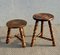 French Tripod Turned Wood Stools in the style of Charles Dudouyt, 1960s, Set of 2 1