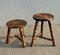 French Tripod Turned Wood Stools in the style of Charles Dudouyt, 1960s, Set of 2, Image 1