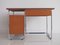 Modernist Tubular Steel and Cherry Wood Desk With Blue Laminate Top 7