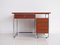 Modernist Tubular Steel and Cherry Wood Desk With Blue Laminate Top 1