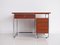 Modernistischer Schreibtisch aus Kirschholz mit Rohrrahmen und Blauer Laminatplatte 1