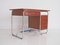 Modernist Tubular Steel and Cherry Wood Desk With Blue Laminate Top 5
