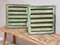 Antique Louvre Shutters in Moss Green, 1920s, Set of 2 3