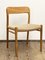 Mid-Century Danish Model 75 Chairs in Oak by Niels O. Møller for J.L. Møllers Møbelfabrik, 1950s, Set of 2 1