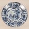 Antiker blau-weißer Teller aus Steingut, 1690er 1