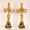 19th Century French Victorian Gilt Bronze and Black Marble Candelabras, Set of 2 1