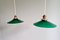 Art Deco Suspensions in Conical Green Opaline, 1930s, Set of 2 1