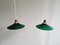 Art Deco Suspensions in Conical Green Opaline, 1930s, Set of 2 3