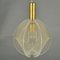 Small Round Pendant Lamp in Clear Acrylic Glass, Wire and Brass, 1970s 13