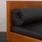 Sofá cama danés de teca y cuero negro de Horsens Mobelfabrik, años 60, Imagen 12