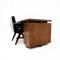 Teak and Leather Frame Desk and PJ SI 30 A Committee Chair attributed to Pierre Jeanneret, Chandigarh, India, 1960s, Set of 2, Image 3