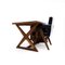 Escritorio de teca y estructura de cuero y silla de comité modelo Pj Si 30 A atribuida a Pierre Jeanneret Chandigarh, India, años 60. Juego de 2, Imagen 5