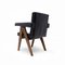 Escritorio de teca y estructura de cuero y silla de comité modelo Pj Si 30 A atribuida a Pierre Jeanneret Chandigarh, India, años 60. Juego de 2, Imagen 13