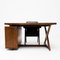 Schreibtisch aus Teak & Leder & Modell Pj Si 30 A Committee Chair, Pierre Jeanneret Chandigarh zugeschrieben, Indien, 1960er, 2er Set 4