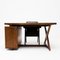 Teak and Leather Frame Desk and PJ SI 30 A Committee Chair attributed to Pierre Jeanneret, Chandigarh, India, 1960s, Set of 2, Image 4