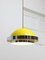 Lámpara colgante italiana era espacial de metal en amarillo y cromo, años 70, Imagen 1