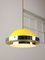 Lámpara colgante italiana era espacial de metal en amarillo y cromo, años 70, Imagen 10