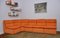 Divano modulare in velluto a coste arancione, anni '70, set di 5, Immagine 1