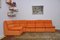 Divano modulare in velluto a coste arancione, anni '70, set di 5, Immagine 3
