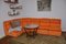 Divano modulare in velluto a coste arancione, anni '70, set di 5, Immagine 4