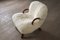 Set of Early Clam Chairs in Curly Sheepskin by Madsen & Schübel, 1944 10