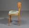 Mid-Century Modern Dining Chairs in Beech Wood with Light Green Fabric, 1950s, Set of 4 6