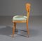 Mid-Century Modern Dining Chairs in Beech Wood with Light Green Fabric, 1950s, Set of 4, Image 6