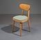 Mid-Century Modern Dining Chairs in Beech Wood with Light Green Fabric, 1950s, Set of 4 1