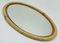 Large Mid-Century Oval Wall Mirror in Bamboo with Leather Frame, 1950s-1960s 5
