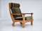 Dänischer Sessel mit hoher Rückenlehne aus Velours & Eiche, 1970er 1
