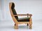 Danish Highback Armchair in Velour and Oak, 1970s 2