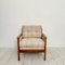 Mid-Century Scandinavian Armchair in Cherry Wood and Checked Fabric, 1960s 2