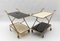 Mid-Century Modern Messing & Glas Servierwagen, 1950er, 2er Set 1