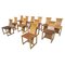 Mid-Century Modern Italian Wood and Leather Chairs, 1950s, Set of 12 1
