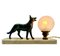 Art Deco French Table Lamp with Stylized Spelter Representation of Dog, 1935 6
