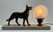 Art Deco French Table Lamp with Stylized Spelter Representation of Dog, 1935, Image 13